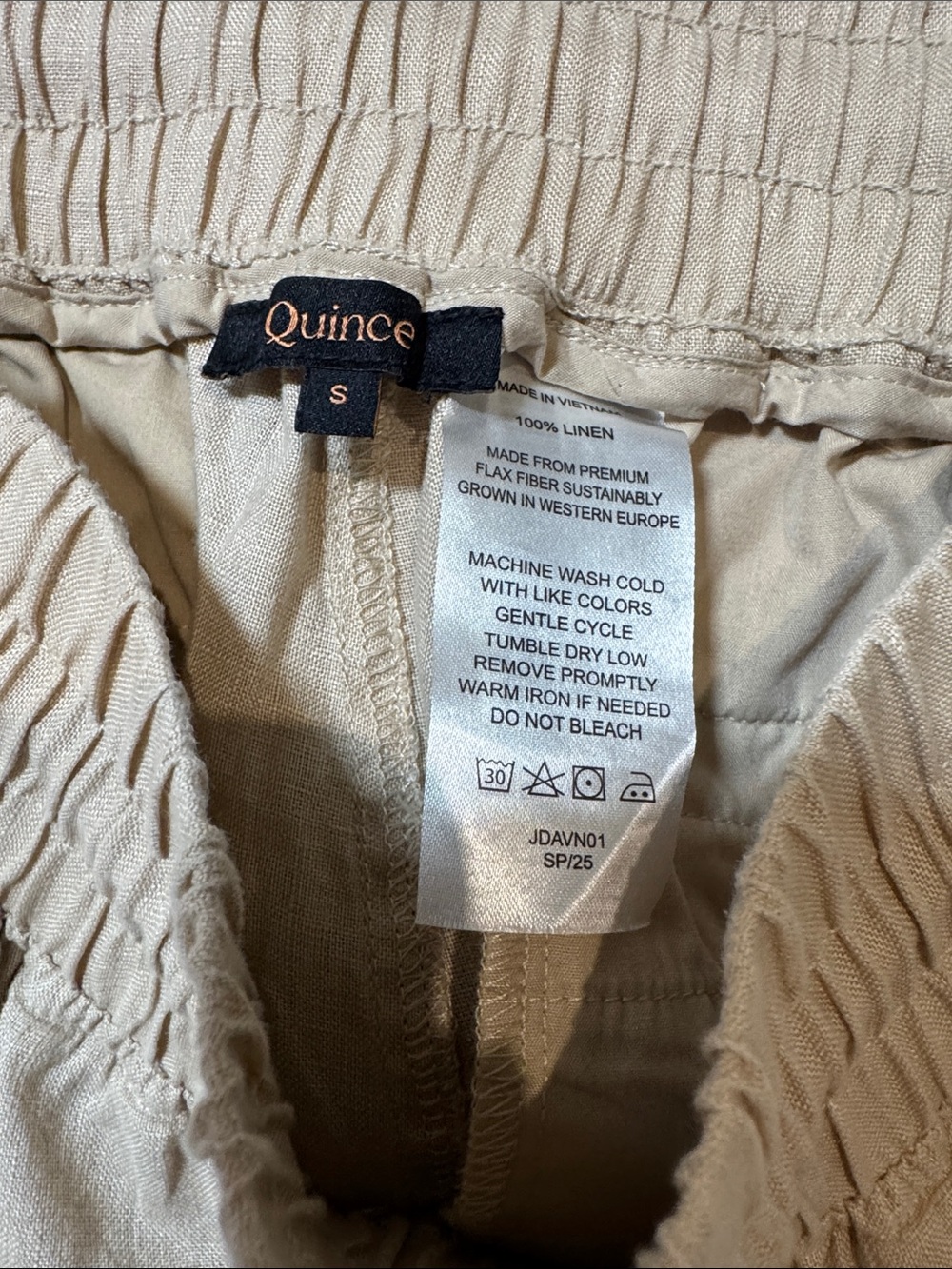 Quince 100% European Linen Tan Wide Leg Pants Size Small - Picture 4 of 4